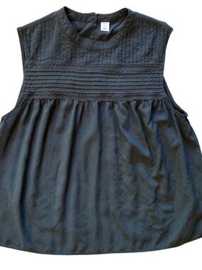 Women's OLD NAVY Pleated Yoke Sleeveless Rayon Top CHARCOAL GRAY Size Large